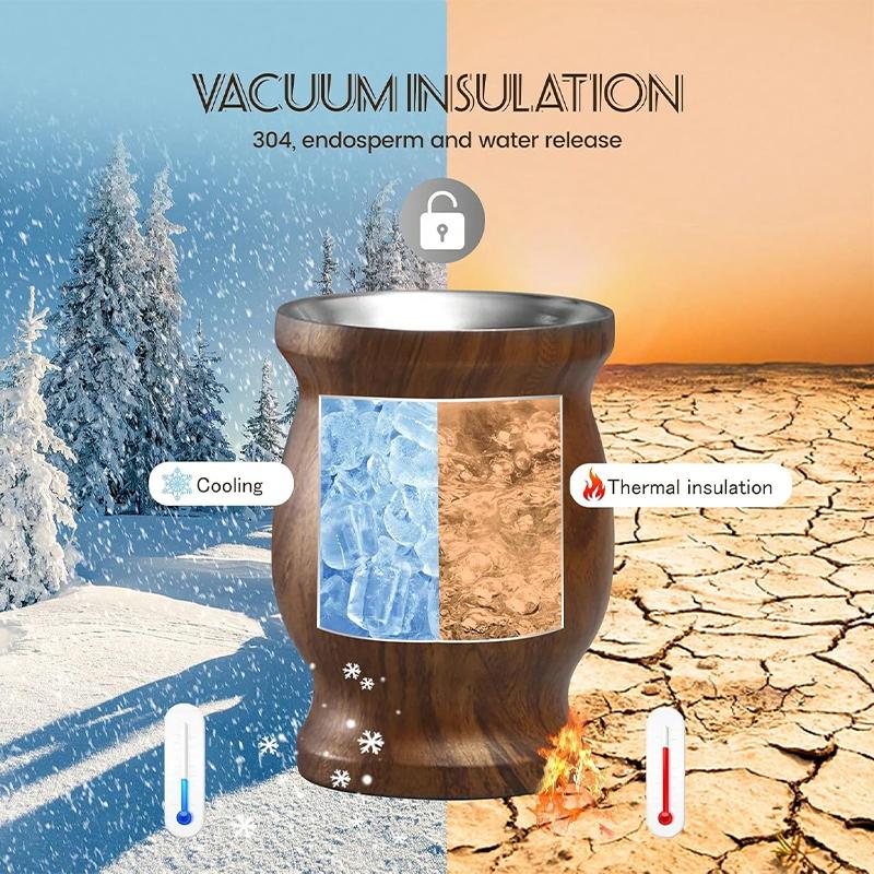 Набор чашек для йерба мате из нержавеющей стали, чашка мате с двойными стенками и 2 бомбильями, набор тыквы для йерба мате с соломинкой и щеткой для чистки