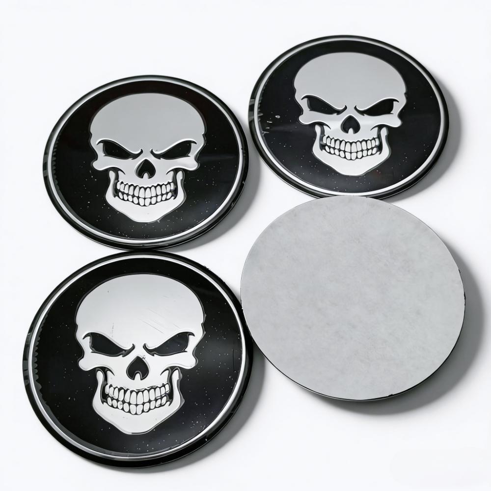 4pcs 45MM 56MM Skull Logo Emblem Car Stickers Auto Accessories for Car Wheel Center Caps Rim Hubcaps Cover Wheels Hub Cap Badge