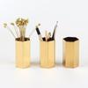1pcs Hexagon Pen Holder Gold Simple Style Stainless Steel Vases Home Decoration Flower Vase