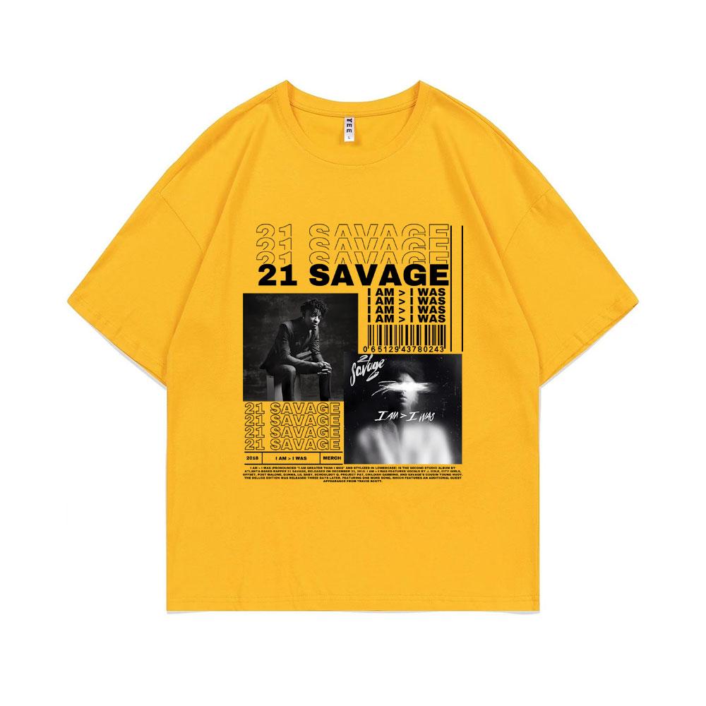 Rapper 21 Savage I Am I Was Music Album Graphic T-shirt Unisex Hip Hop T Shirts Male Vintage Casual Tshirt Unisex Fashion Streetwear