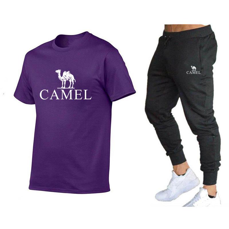 Camel Новая весенне-летняя мужская футболка, брюки, костюм из двух предметов, модный новый тренд, универсальный спортивный костюм для отдыха