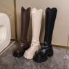 Platform Increase Women Knee High Boots Fashion Back Zippers Shoes Autumn Winter Thick Heel Non Slip Ladies Knight Long Booties