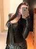 Women's V-Neck Slim-Fit Long-Sleeve Plush T-Shirt for Autumn/Winter