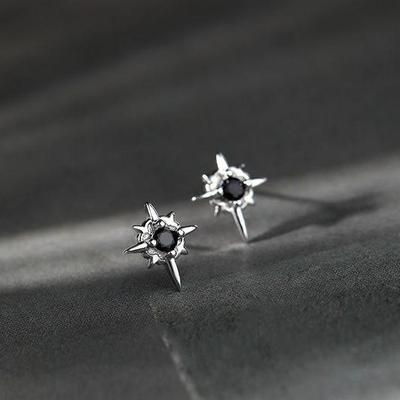 Серьги-гвоздики North Star, одиночные черные циркониевые женские серьги