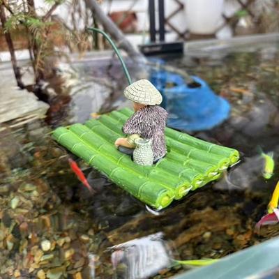 Реалистичная фигурка рыбака Миниатюрные украшения для аквариума с авто-плаванием Ручная работа из смолы Рыболовный орнамент Аквариум для петушков