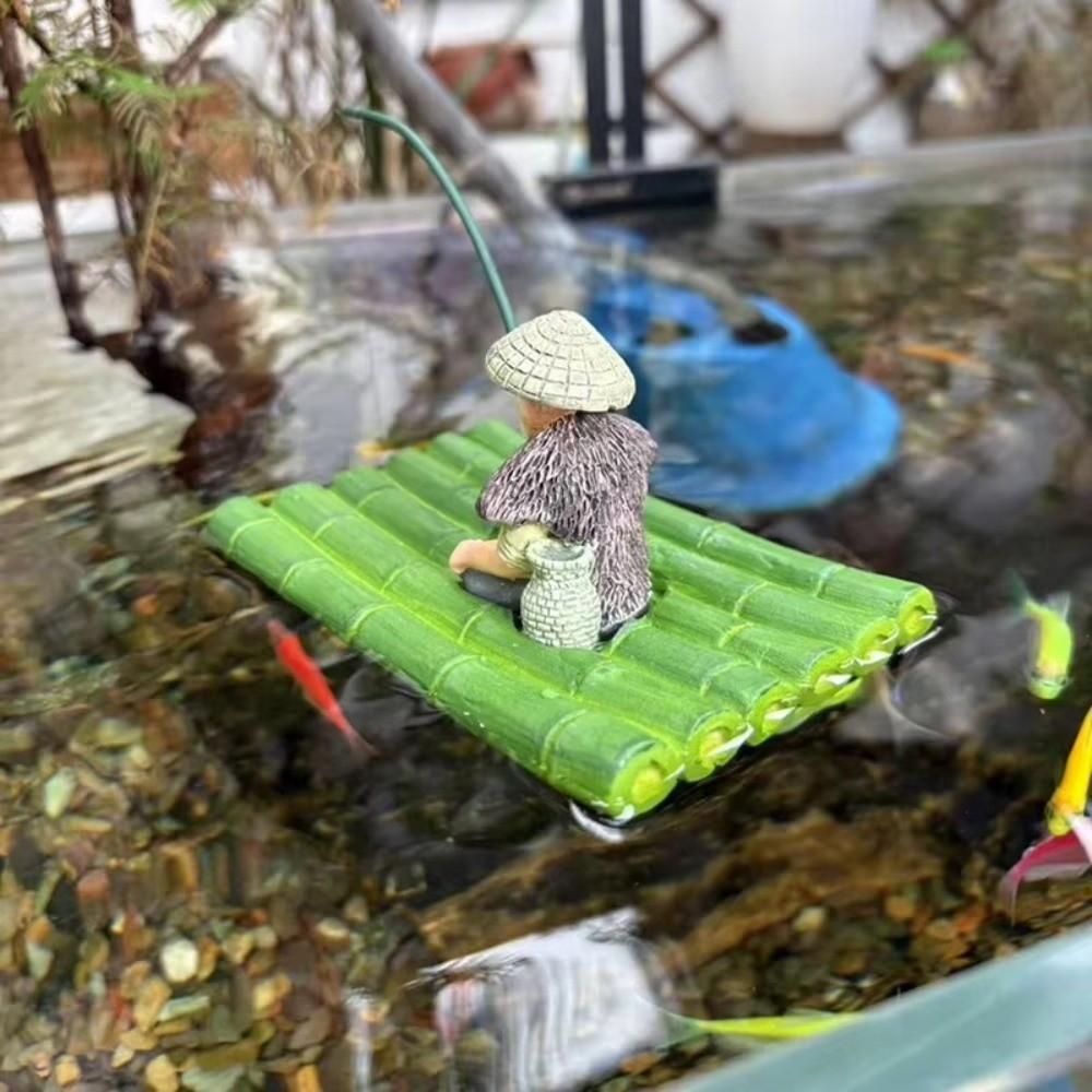 Realistic Fisherman Figurine Miniature Fish Tank Decorations Aquarium Decor Aquarium Use