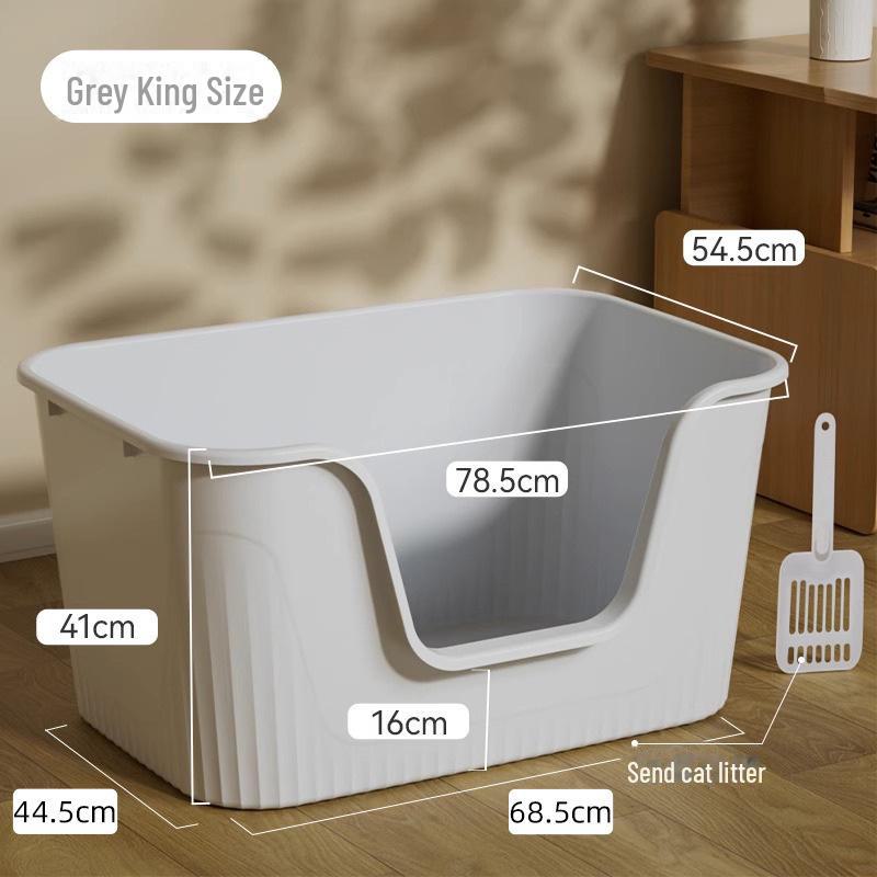Extra Large Semi-Enclosed Cat Litter Box with Anti-Splash Design