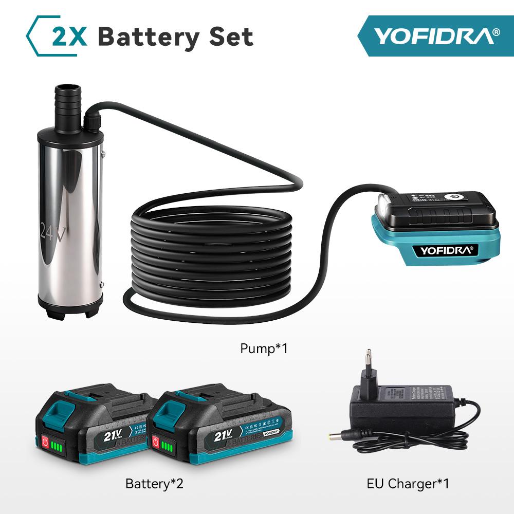 Yofidra 50–80 л/мин Мощный электрический водяной насос Масляный насос Заправочный пистолет Погружной автомобильный насос Для аккумулятора Makita 21V Штырь
