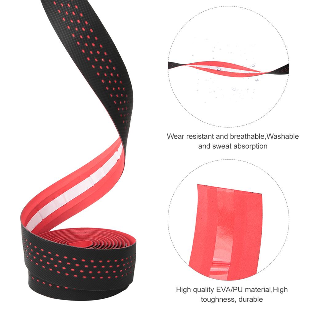 Anti skid PU Road Bike Handlebar Tapes Soft Breathable Mountain Bicycle Handle Bar Wrap(Red)