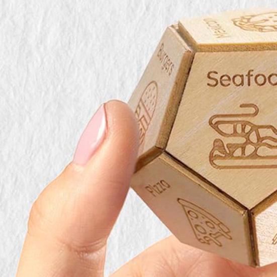 12-гранные игральные кости для принятия решений о еде, прочные деревянные портативные игральные кости для принятия решений о еде на вынос, для взрослых, для девушек и парней, для свиданий и вечеринок