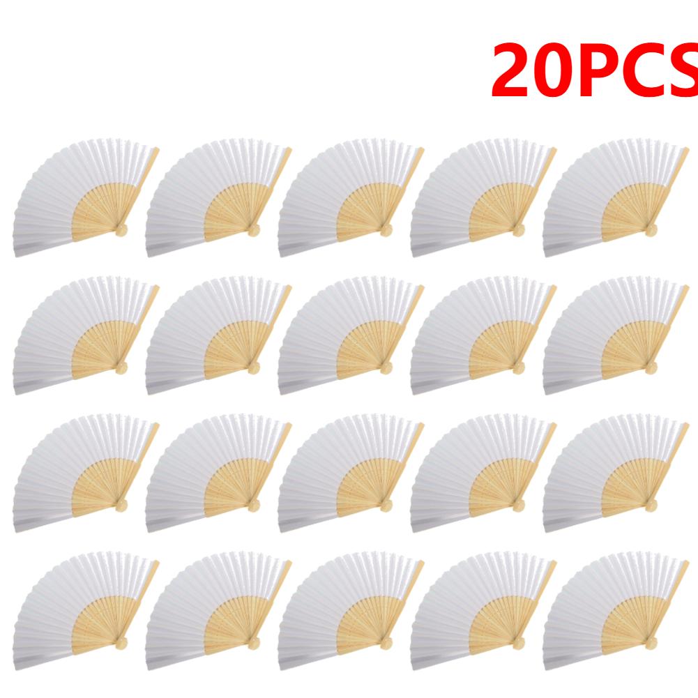 50/1 шт. Складной веер из бумаги и бамбука для DIYВзрослый Детский Ручной Веер Практика Каллиграфии Живописи Пустой Белый Веер для Свадебного Декора Комнаты