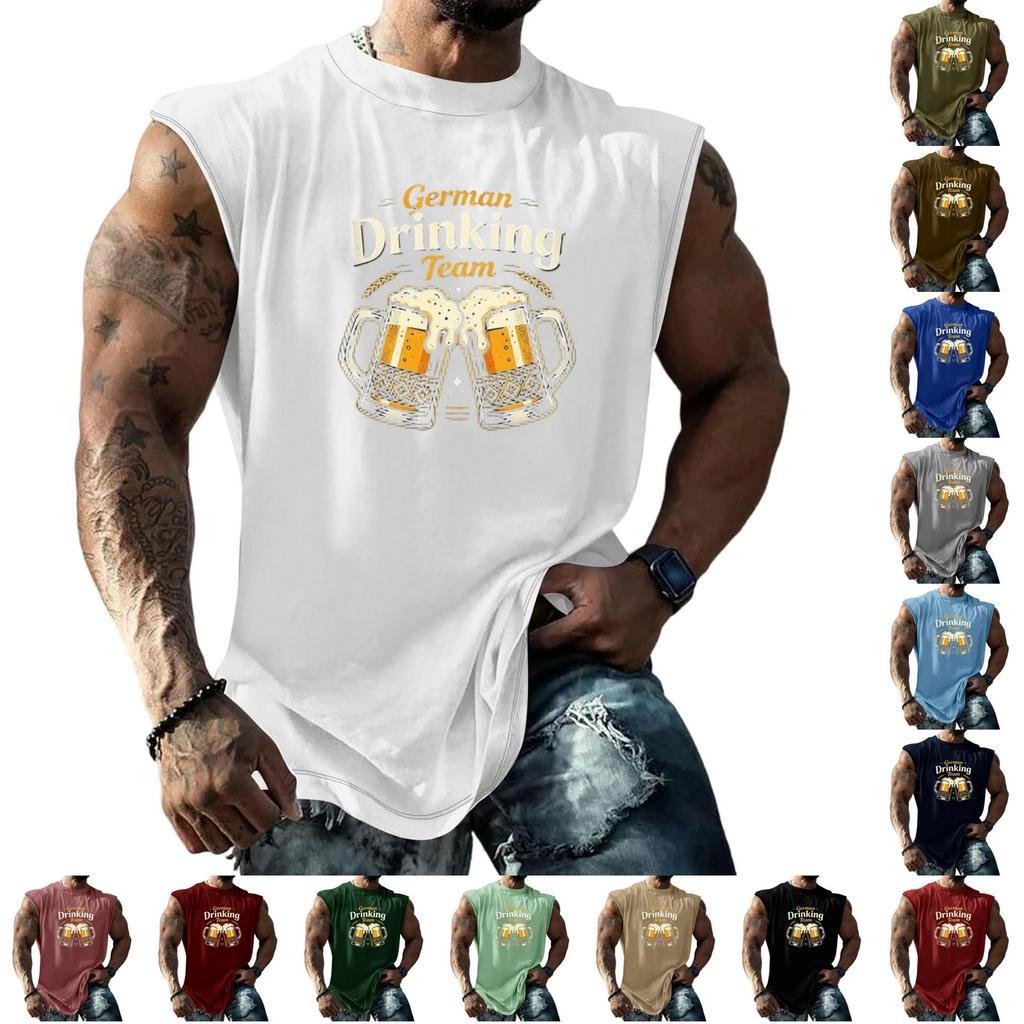 Мужская майка без рукавов Свободный крой Повседневная Уличный стиль Летняя Мышечная рубашка С принтом Графический дизайн для активного отдыха