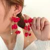 Французские Ретро Красные Цветочные Длинные Серьги с Бахромой, Легкая Роскошь Высококлассный Темперамент Преувеличенные Атмосферные Серьги