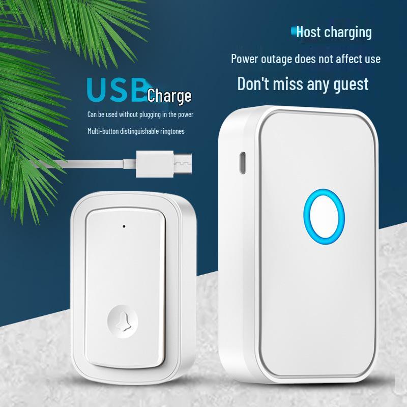 Wireless Rechargeable Doorbell with Long-Range Remote, Waterproof Design, and Smart Reminder Function.
