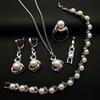 Pearl Wedding Dress Womens Necklace Neck Chain Earrings Earrings Set Jewelry Three Piece Set