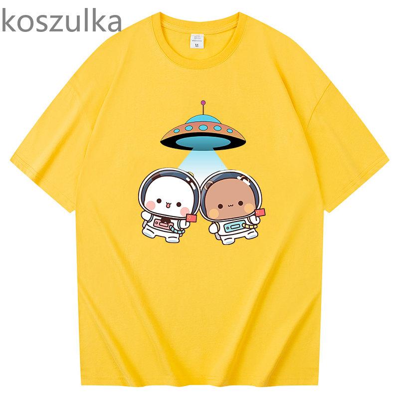Футболки унисекс Bubu Dudu Space, хлопковая футболка, топы с забавными комиксами, аниме, графический комикс, унисекс, одежда унисекс, одежда с короткими рукавами