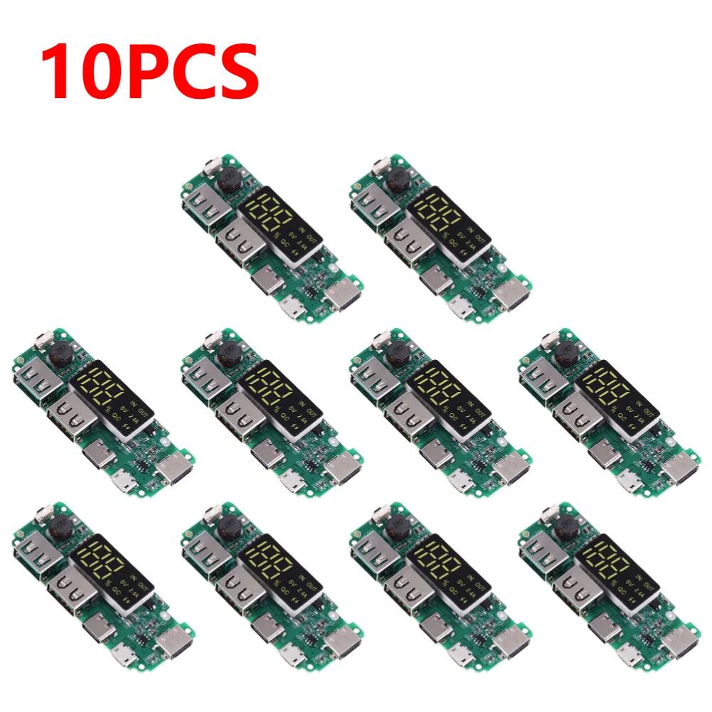 1-10 шт. Мини-модуль зарядки 18650 со светодиодом, двойной USB 5V2.4A 2A /1A, Micro/Type-C USB, плата зарядного устройства для литиевых батарей Power Bank
