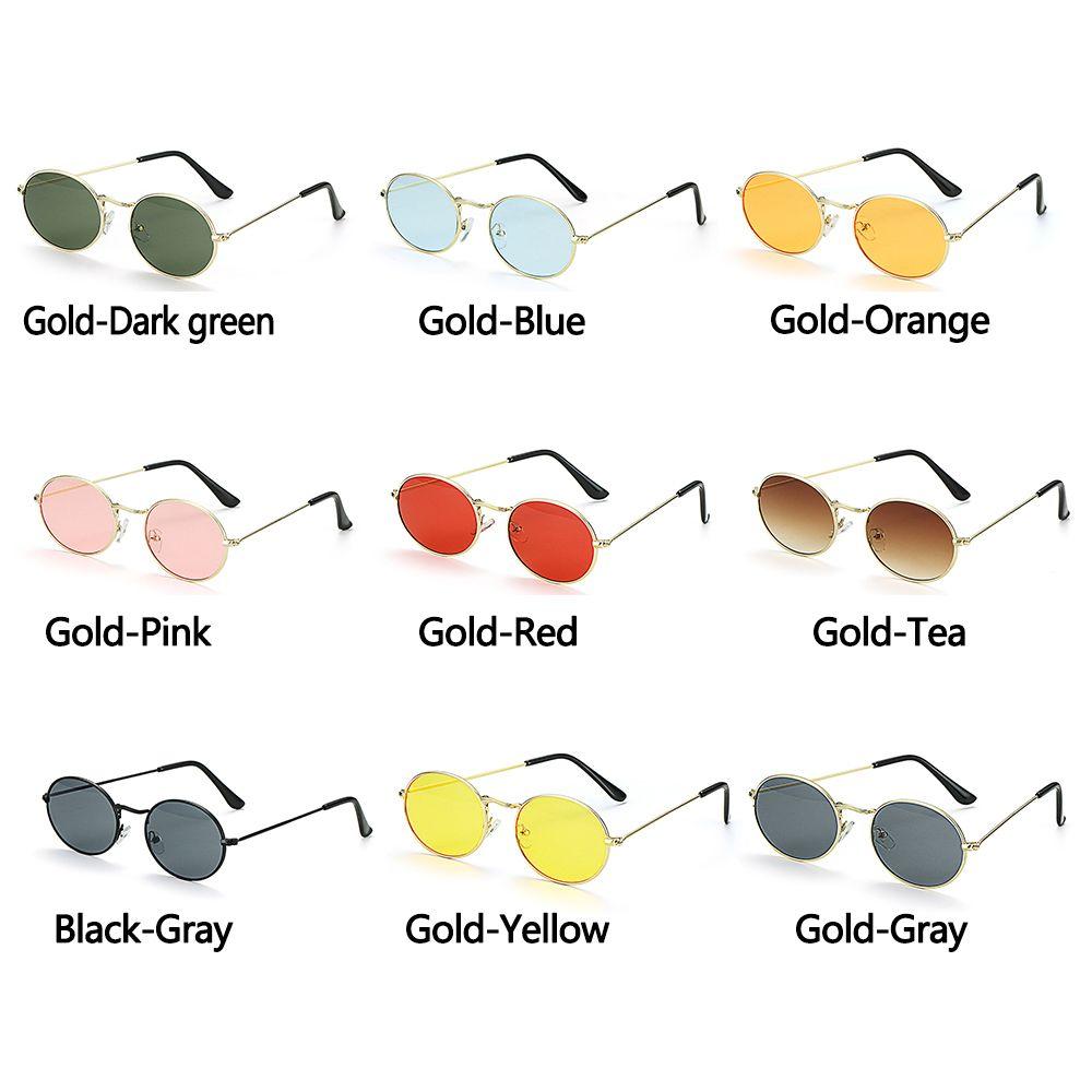 Unisex UV400 Metal Small Frame Gradient Mirror Glasses Oval Sunglasses Men's Shades Sun Glasses