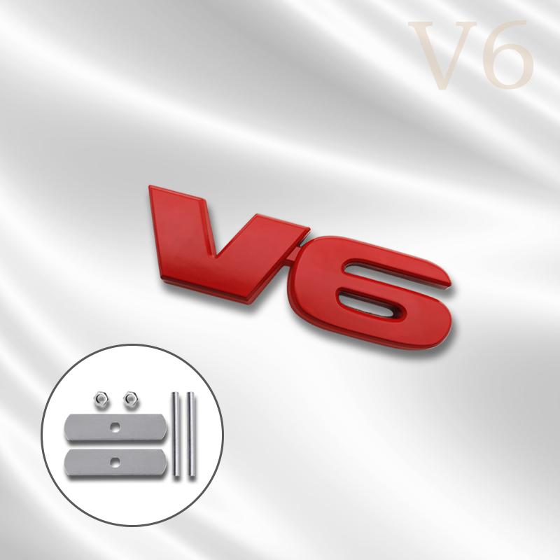 ydjcv7 3D Car V6 Design Grille Badge Front Emblem Rear Trunk Body Sticker For Toyota 2019 4runner rav4 Tundra Corolla Ford Accessory