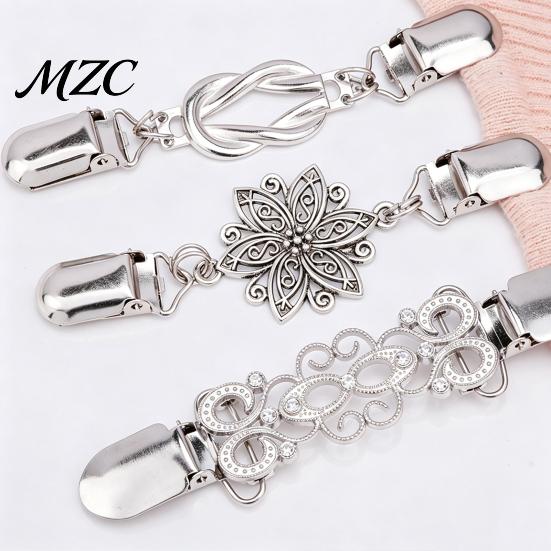 Gold Silver Cardigan Holders 4Pcs Vintage Sweater Clips for Women Girls, Retro Floral Clips, Elegant Scarf Clasps Adjustable Skirt Cincher Shawl Clip,