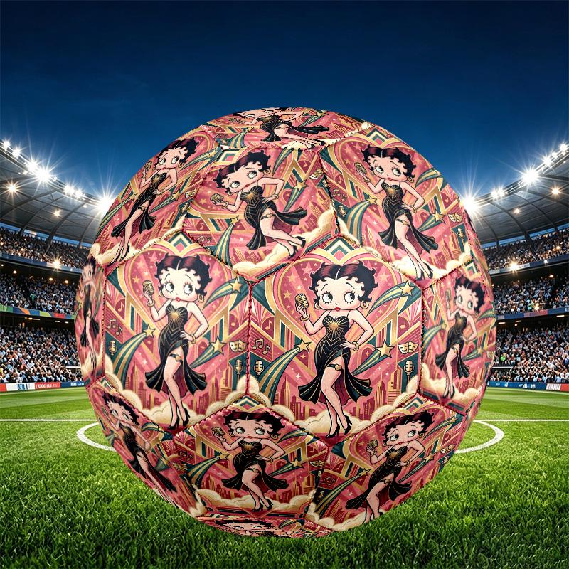 Betty Boop Print Size 5 Soccer Ball, PU Wear Resistant Football for Match Training and Daily Practice, Birthday Gift for Soccer Fans