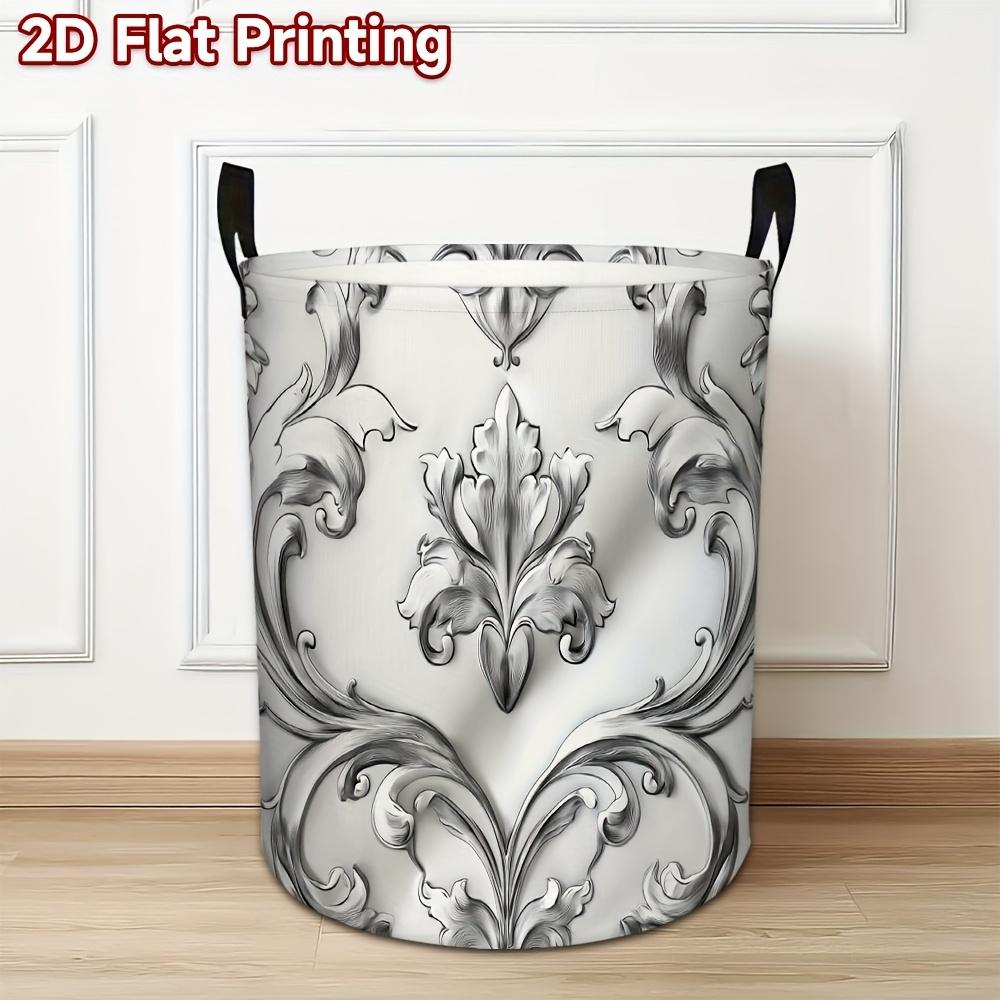 1pc of a Flat Storage Basket Designed for Laundry, Ideal for Holding Soiled Garments, Adorned with a Decorative Floral Design, Crafted from 100% Polye