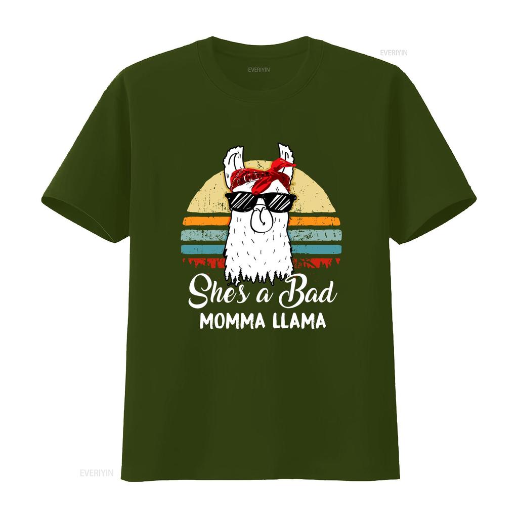 Funny Shes a Bad Momma Llama T Shirt Retro Design Fit for Moms Mamas Grandmas Perfect Idea vintage Washed fashion Unisex