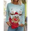 Футболка женская с длинными рукавами Christmas Moose Повседневная праздничная мода Осенние праздничные подарки Топы Одежда Harajuku Женская одежда