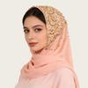 Breathable Muslim Instant Turban Solid Color Islamic Crinkle Shawl New Rhinestone Chiffon Scarf
