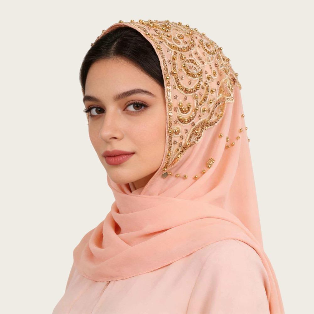 Breathable Muslim Instant Turban Solid Color Islamic Crinkle Shawl New Rhinestone Chiffon Scarf