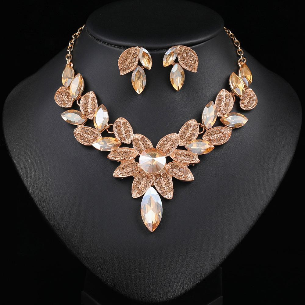 Женские цветочные ожерелья серьги ювелирные наборы свадебные аксессуары для невесты