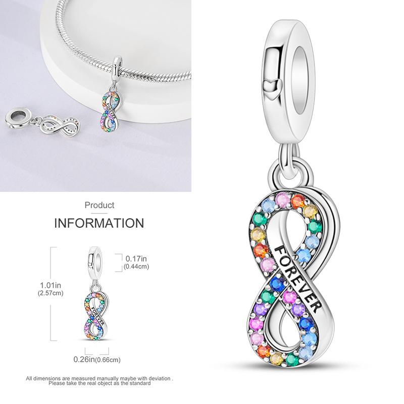 Charms Plata De Ley 925 Devil's Eye Infinity Eternal Symbol Dragonfly Positioning Buckle Charms Fit Women DIY Jewelry