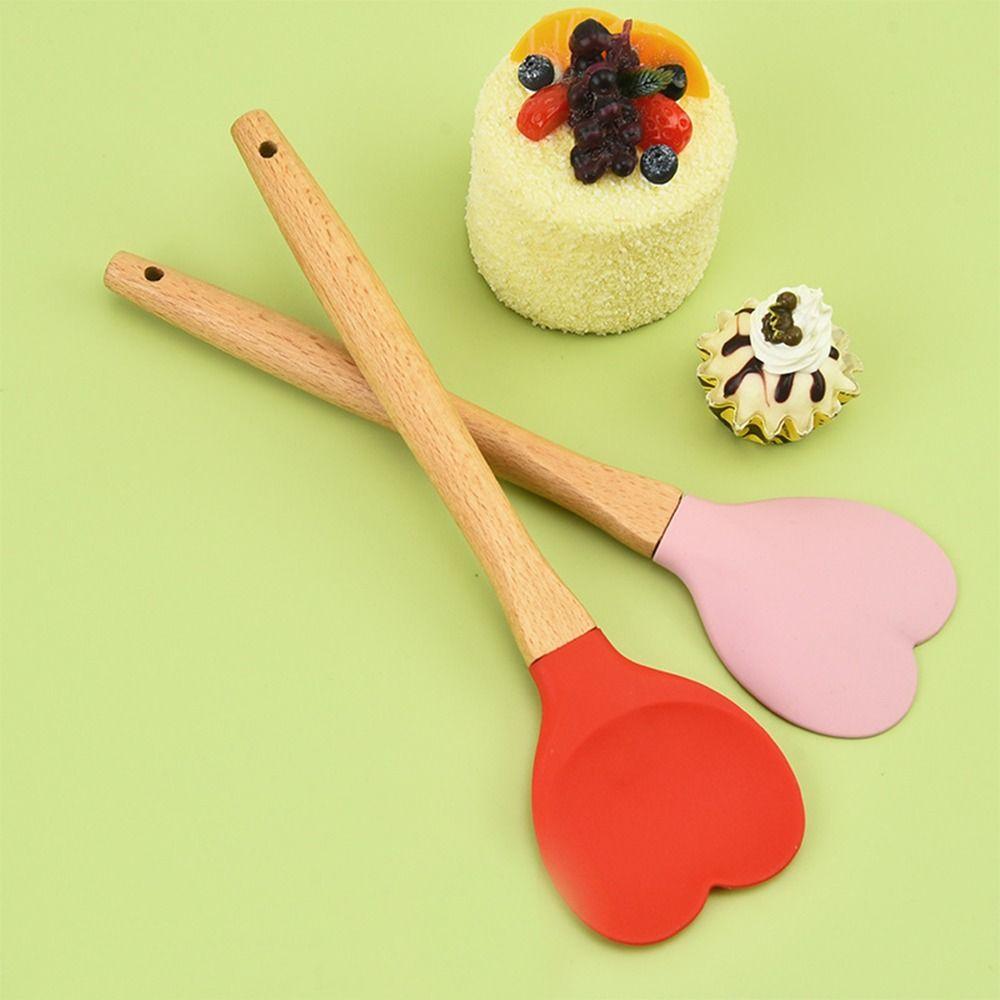 3 Pcs 3 Colours Baking Tool Silicone Cooking Tools Easy To Use Cooking Spoons Kitchen