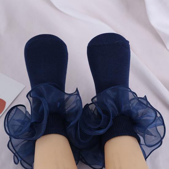 Yousheng 1 пара детских носков в стиле принцессы Лолиты с цветочным кружевным декором, однотонные, мягкие, дышащие, эластичные, нескользящие, для балета и танцев