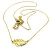 [P7908] - Designer Necklace In Gold-plated Steel 'Jungle' - 15x8 Mm
