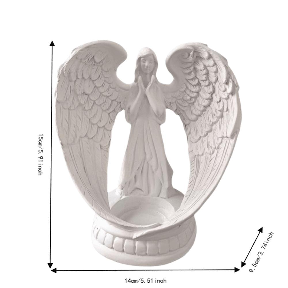 White Resin Carved Figure Candle Holder Decor Outdoor Courtyard Corner Accent Decor