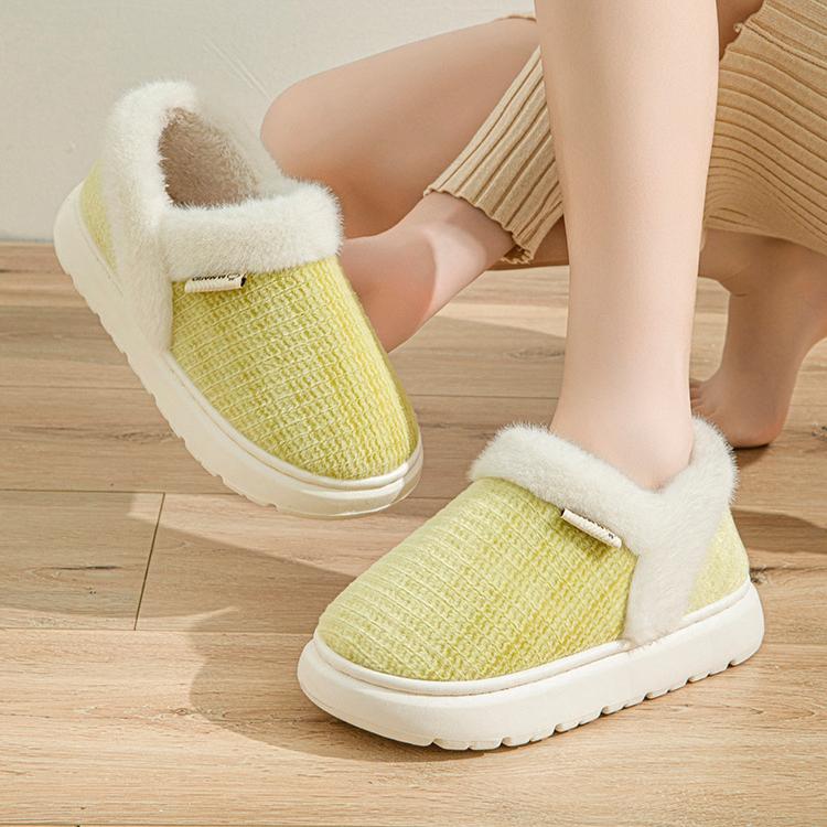 Женские хлопковые тапочки на каблуке-мешке, простые, для домашнего и хозяйственного использования, высокие теплые хлопковые туфли с флисом, мужская зимняя верхняя одежда