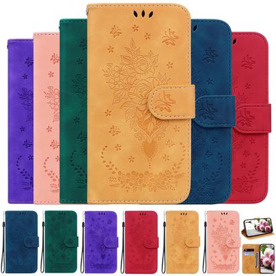 Чехол для Samsung Galaxy A30 A30s A31 A32 A33 A40 A41 A42 A50 A51 A52 A52s A53 A70 A71 A72 A73 5g A8 A7 Обложка книги с бабочкой и розой