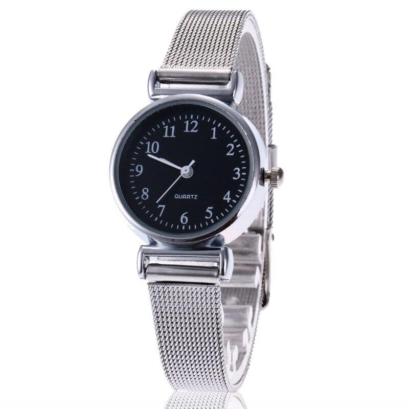 Simple Retro Silver Case Dial Watches Ladies Quartz Watch