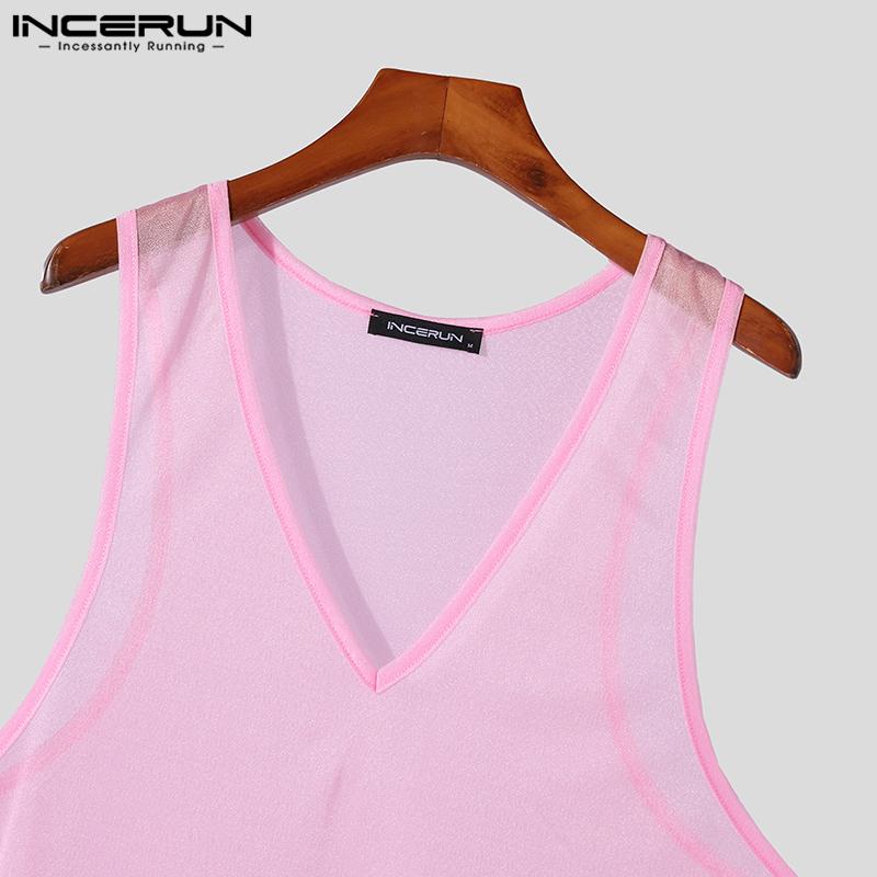 INCERUN Мужские прозрачные майки без рукавов, прозрачный жилет для вечеринок и клубов