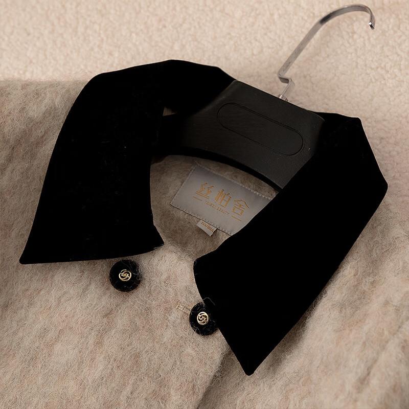 Women's Wool Blend Color-block Lapel Coat