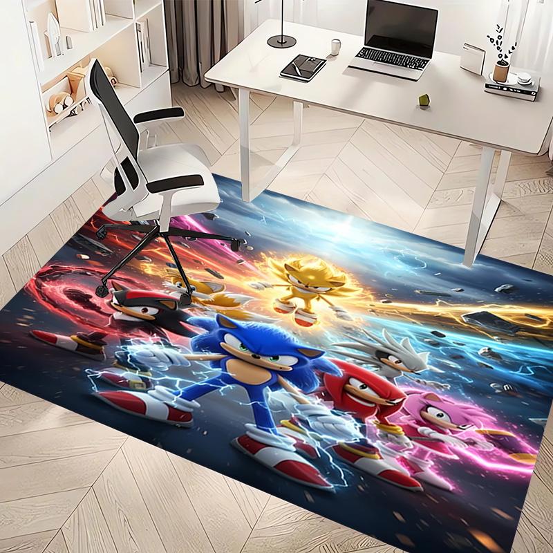 1pc Sonic the Hedgehog Print Area Rug - Soft, Washable Non-Slip Indoor Mat, Living Room, Home Office Decorative Rug,Office Decorative