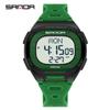 SANDA 2195 Multi-function Sport Watch for Men Dual Time Countdown Alarm Stopwatch Luminous Waterproof Shockproof Digital Watch