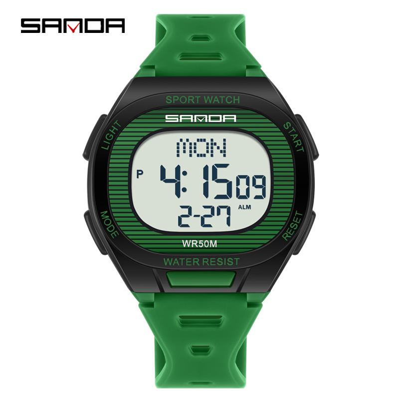 SANDA 2195 Multi-function Sport Watch for Men Dual Time Countdown Alarm Stopwatch Luminous Waterproof Shockproof Digital Watch