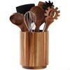 Wooden Utensil Holder Crock Easy To Clean Multipurpose Non-slip Kitchenware Organizer