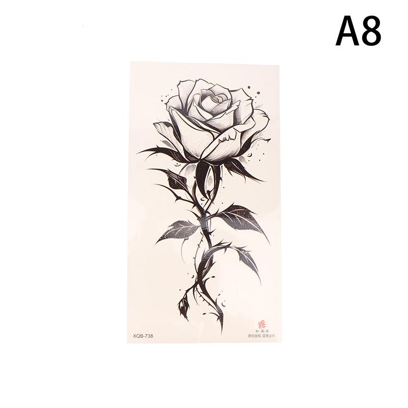 Черный цветок водонепроницаемый временный тату-стикер красота бабочка роза для женщин 3D флэш боди-арт руки моющиеся поддельные татуировки
