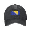 Vintage Bosnia and Herzegovina Flag Baseball Caps for Unisex Women Distressed Denim Snapback Hat Activities Adjustable Fit Hats Cap