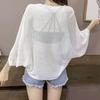 Summer V-neck Seven-point Bat-sleeved Hollow Blouse Women's TK Popular Loose and Thin Outer Top Knitted Sweater