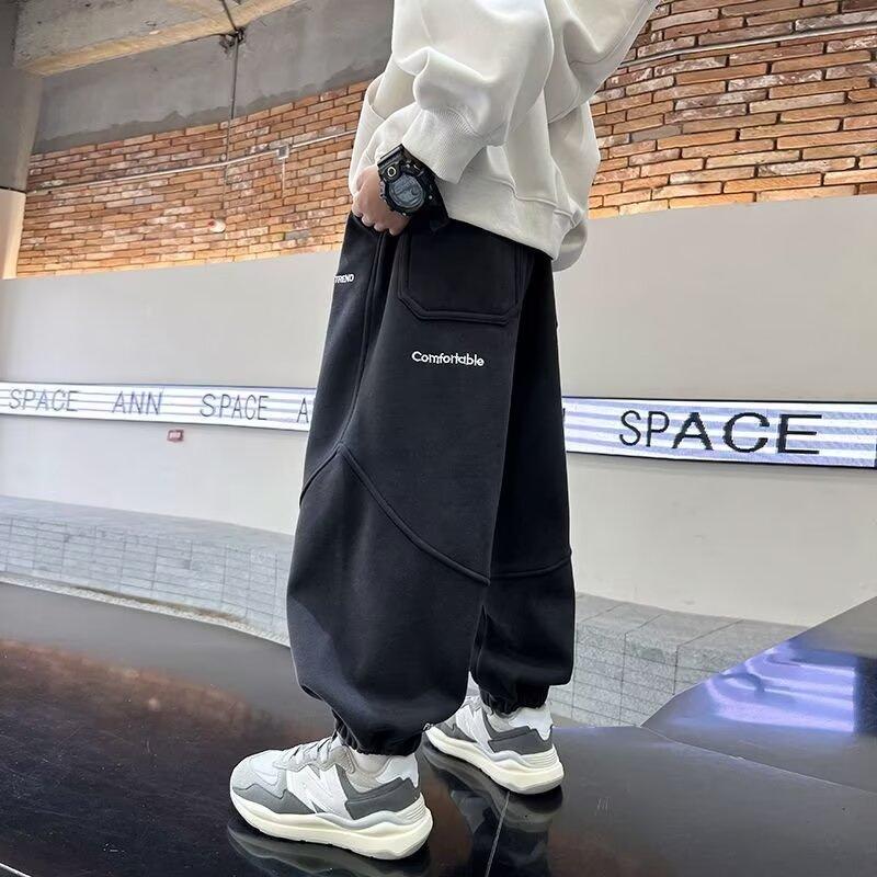 Брюки для мальчиков весна-лето-осень Брюки для детей и подростков Тонкие детские спортивные прямые брюки Модные брюки с тремя полосками Модные