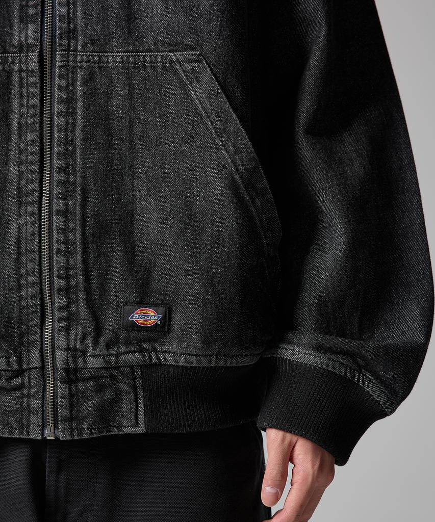 Dickies Джинсовая толстовка на молнии с логотипом-волной, черный деним
